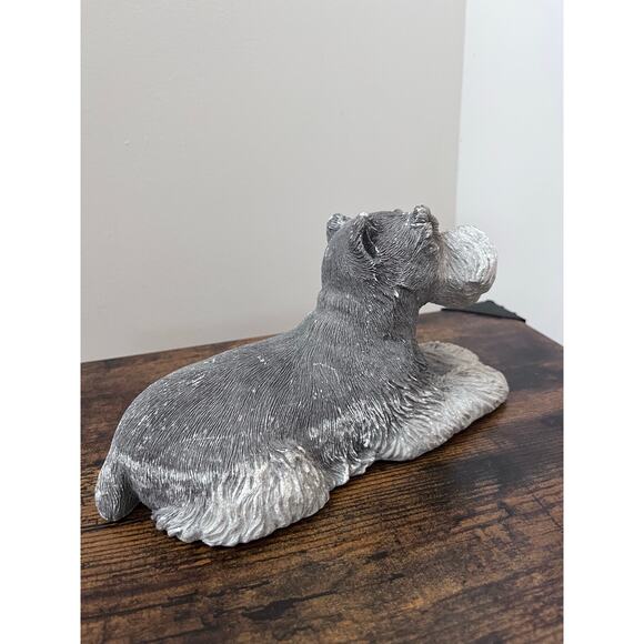Vintage 1982 Small Sandicast Schnauzer Dog Sculpture, Laying - Picture 5 of 13